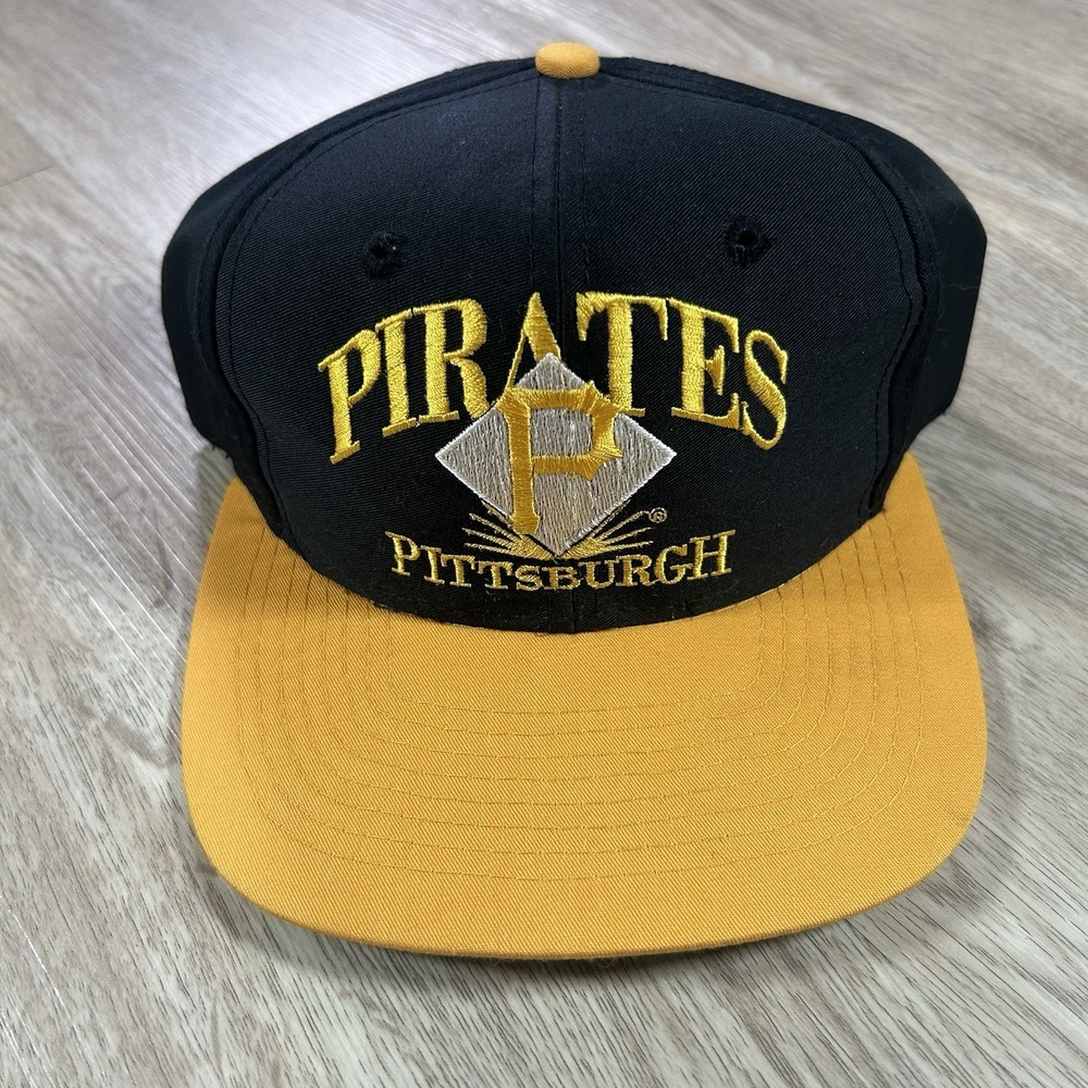 VTG Pittsburgh Pirates Snapback Hat MLB Baseball Signautes Black Yellow Cap